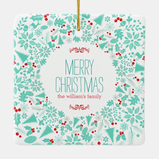 Licht-groene kerstmis met prettige kerst keramisch ornament (Achterkant)