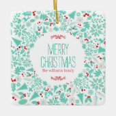 Licht-groene kerstmis met prettige kerst keramisch ornament (Voorkant)