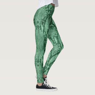 Licht groene slang huidafdruk leggings