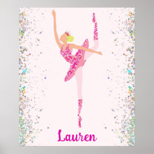 Licht haarroze Glitter Dress Pirouette Ballerina Poster