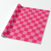 Licht Heet Roze Checker Patroon Wrapping Papier (Uitgerold)