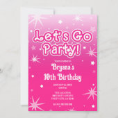 Licht & Heet Roze Sparkle Stars Laten we gaan fees Kaart (Voorkant)
