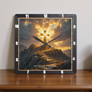 Licht Heilige Kruis Trap Berg Johannes 8:12 Vierkante Klok
