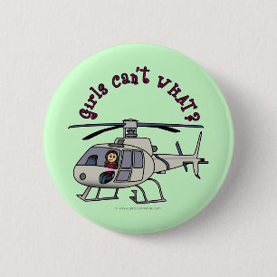 Licht helikopter Pilot Girl Ronde Button 5,7 Cm