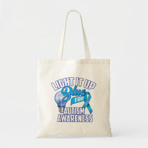 Licht het blauw op voor autisme bewustzijn geeft b tote bag