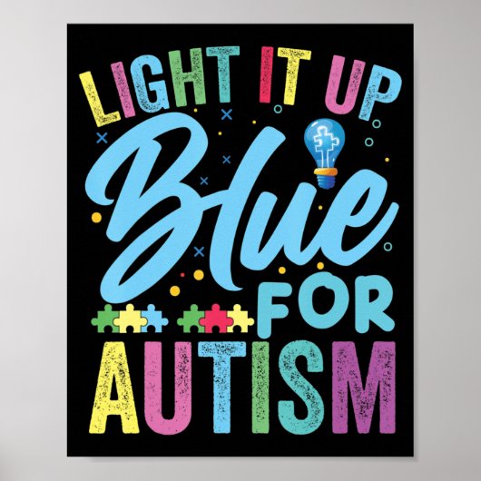 Licht het Blauwe Autisme Bewustheid T-Shirt92 op Poster (Voorkant)