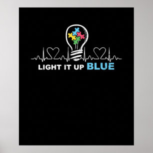 Licht het blauwe bewustzijn van autisme op poster