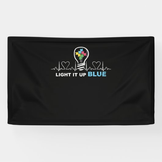 Licht het blauwe bewustzijn van autisme op spandoek (Horizontaal)