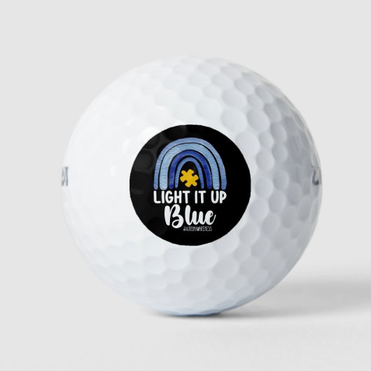 Licht het op Blauwe Regenboog Autisme Bewustzijnsf Golfballen (Voorkant)