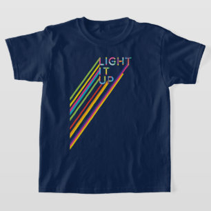 Licht het op Kleurrijke Neon Laser Label Team Unif T-shirt