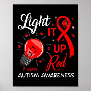 Licht het roodheid van het bewustzijn rond autisme poster