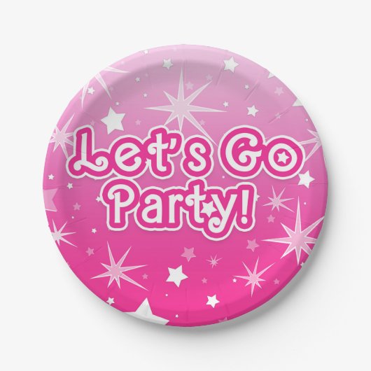 Licht & hete roze glinstersterren Laten we feesten Papieren Bordje (Voorkant)