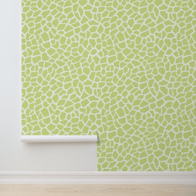 Licht Honeydew Lime Groene Giraffe Abstract Patroo Behang (Applicatie)