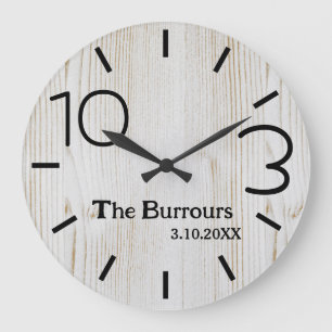 Licht Hout Eenvoudig Nummer Familienaam Aangepast Grote Klok