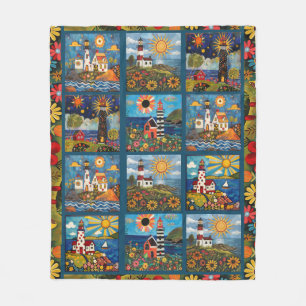 Licht huis patch werk gewatteerd patroon fleece deken