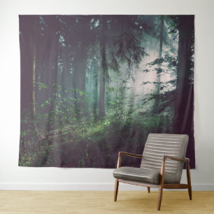 LICHT IN DE BOS FOTO-ACHTERGROND WANDKLEED
