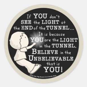 Licht in de tunnel ronde sticker