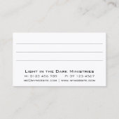 Licht in het donker visitekaartje (Achterkant)