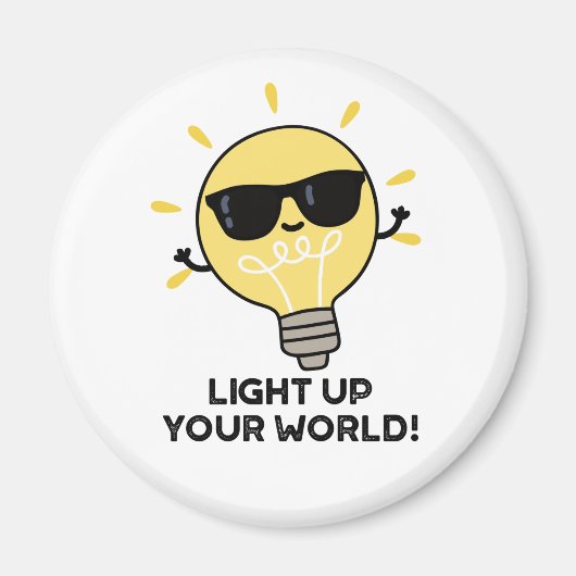Licht je wereld op met grappige positieve bulb pun magneet (Voorkant)