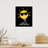 Licht je wereld positief op Pun Dark BG Poster (Keuken)