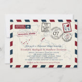 Licht  Kaart Trouwen Airmail Repetitie Diner (Voorkant)