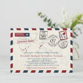 Licht  Kaart Trouwen Airmail Repetitie Diner (Staand voorkant)