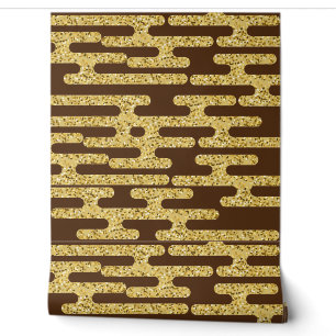 Licht Koffie Kleur en Goud Patroon Modern Behang