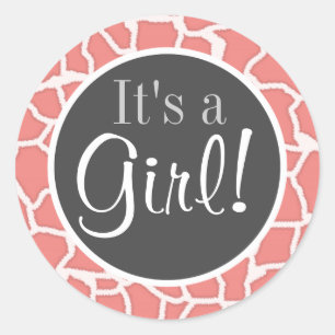 Licht Koraal Giraffe Dierenprint Ronde Sticker