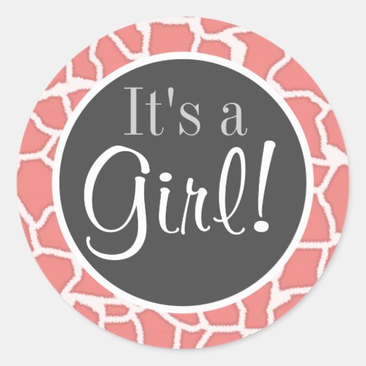 Licht Koraal Giraffe Dierenprint Ronde Sticker (Voorkant)
