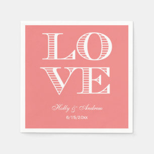 Licht Koraal, Witte LOVE Servetten
