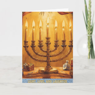 Licht Liefde Lach Gelukkig Hanukkah Kerstkaart Feestdagen Kaart