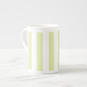 Licht Lime en Witte Verticale Strepen Porselein Kop