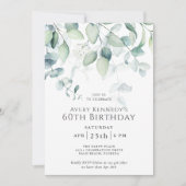 Licht luchtig eucalyptus 60ste verjaardag feest kaart (Voorkant)