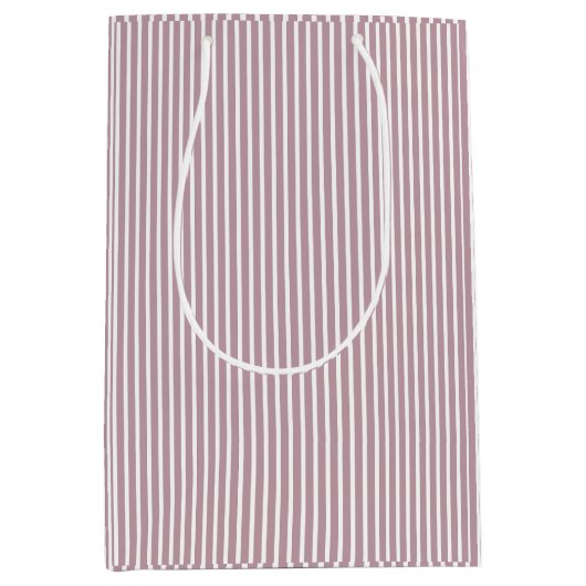 Licht Mauve Paars en White Stripe Patroon Medium Cadeauzakje (Voorkant)