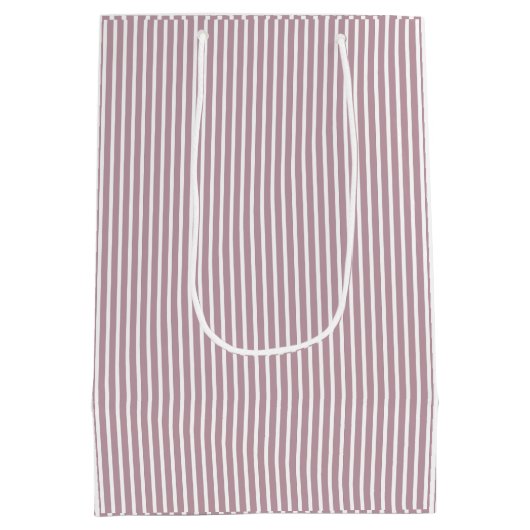 Licht Mauve Paars en White Stripe Patroon Medium Cadeauzakje (Achterkant)