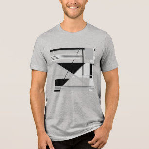 Licht & Medium Grijs Zwart Geometrische Abstracte  Tri-Blend Shirt