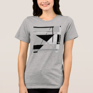 Licht & Medium Grijs Zwart Geometrische Abstracte  Tri-Blend Shirt