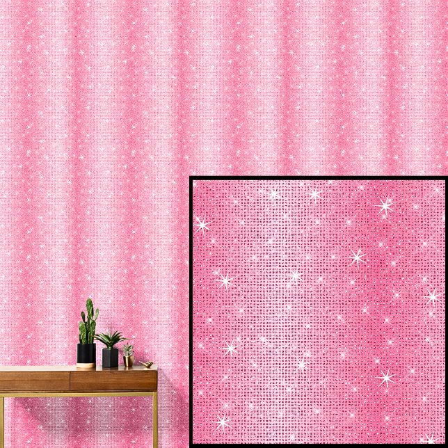 Licht Mid Pink Sparkle Stripes Behang (Creator heeft geüpload)