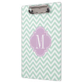 Licht Mint Chevron Zigzag Gepersonaliseerd Monogra Klembord (Links)