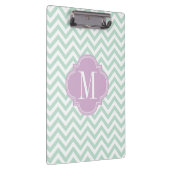 Licht Mint Chevron Zigzag Gepersonaliseerd Monogra Klembord (Rechts)