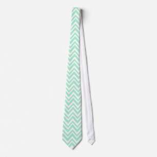 Licht Mint Green en Wit Zigzag Patroon Stropdas