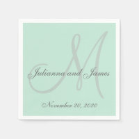 Licht Mint Groen gekleurde Monogram Papieren serve