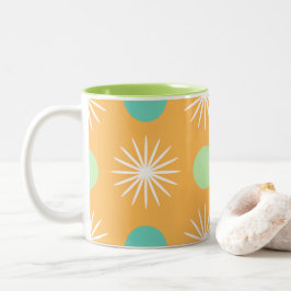 Licht Oranje Boho Retro Patroon Tweekleurige Koffiemok