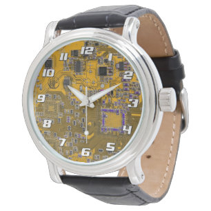 Licht oranje PCB-printplaatontwerp voor IT-profess Horloge