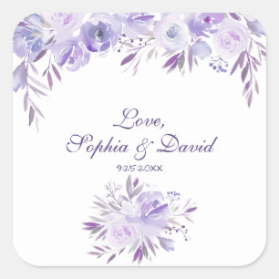 Licht Paars Dusty Blue Floral Wedding Vierkante Sticker
