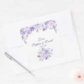 Licht Paars Dusty Blue Floral Wedding Vierkante Sticker (Envelop)