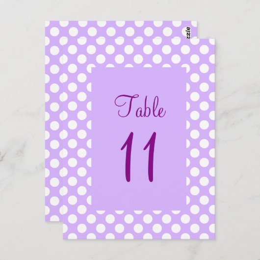 Licht Paars en wit pols Dot Table Number Post Briefkaart (Voorkant / Achterkant)