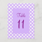 Licht Paars en wit pols Dot Table Number Post Briefkaart (Voorkant)