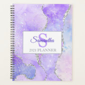 Licht Paars en zilver Faux Glitter Agate Planner (Voorkant)