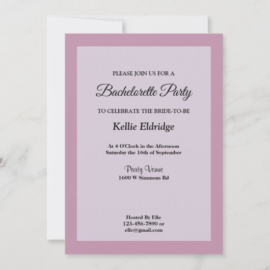 Licht Paars omhulde Bachelorette Kaart (Voorkant)